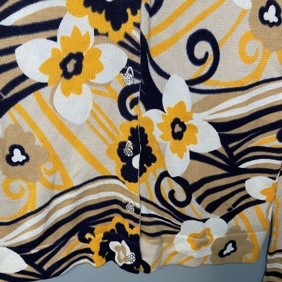 Lilly Pulitzer Retro Floral Mod Swirl Crystal Button Cardigan - Picture 8 of 14